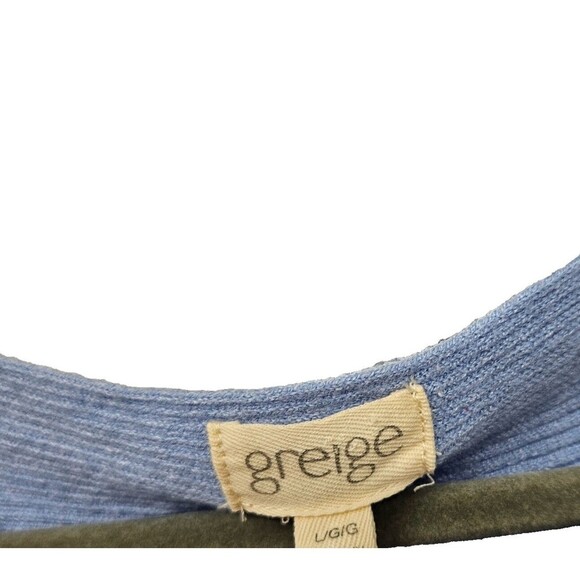 Greige Ribbed Dolman Sweater Womens Size L Side Buttons Long Sleeves Light Blue - Picture 6 of 7